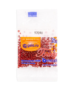 Бисер Preciosa №10, 5 г., цвет №97090 рубиновый с серебряным прокрасом прозрачный. Арт G 97090