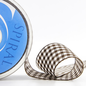 Лента с рисунком клетка SAFISA, 40 мм, 25 м, цвет 17, коричневый. Арт 469-40мм-17             