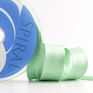 Косая бейка атласная 30 мм, 25 м, цвет 35, светло-зеленый. Арт 6260-30мм-35            