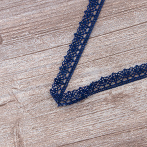 Мерсеризованное хлопковое кружево, 12 мм, цвет синий. Арт 3267/10                 