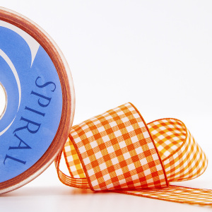 Лента с рисунком клетка SAFISA, 40 мм, 25 м, цвет 61, оранжевый. Арт 469-40мм-61             