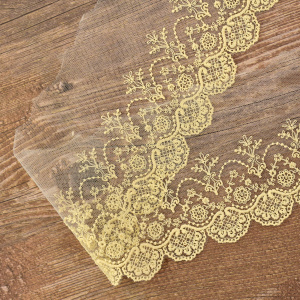 Вышивка на тюле, 85 мм, цвет натуральный. Арт I639/58