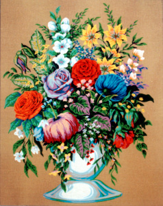 Канва жесткая с рисунком "Букет в белой  вазе". Арт C.880                   