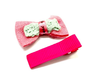 Набор Б-004 мини бантик + заколка. Арт 29351/малиновый