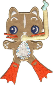 Термоаппликация HKM "Кошка с трубкой для ныряния". Арт 32076/1SB