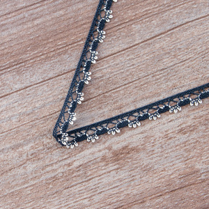 Мерсеризованное хлопковое кружево, 10 мм, цвет синий деним с белым. Арт 3480/G9                 