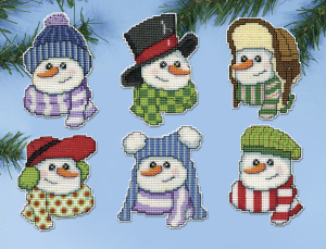 Набор для вышивания елочных украшений "Снеговики". Арт 5919