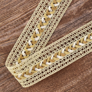 Мерсеризованное хлопковое кружево, 28 мм, цвет кремовый. Арт 2197/02