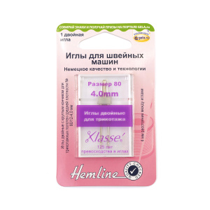 Иглы для бытовых швейных машин для трикотажа двойные № 80, ширина 4 мм. Арт 111.40                  