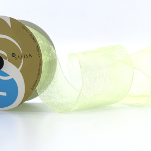 Лента органза SAFISA мини-рулон, 39 мм, 2 м, цвет 25, зеленый. Арт P00520-39мм-25          