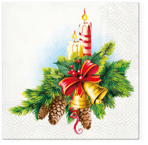 Салфетки трехслойные для декупажа, коллекция "Lunch"  TETЕ a TETE "Колокольчик& Свечи" . Арт TL803000