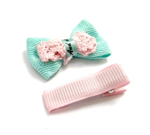 Набор Б-004 мини бантик + заколка. Арт 29351/мят/св.роз