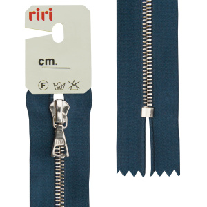 Молния металл, Ni, неразъёмная, на атласной тесьме, 4 мм, 16 см, цвет 2131, синий темный. Арт 3412224/16/2131         