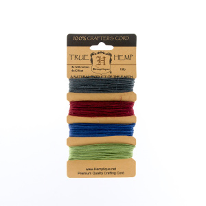 Шнуры на блистере HEMPTIQUE #10 - 0,5 мм, 4 цвета по 12,8 м. Арт HC10EP                  