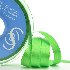 Лента атласная двусторонняя SAFISA, 25 мм, 25 м, цвет 203, ярко-зеленый. Арт 110-25мм-203