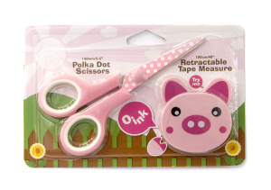 Набор ножницы 13,5 см и рулетка-сантиметр "Хрюшки". Арт BT4798.DB/1