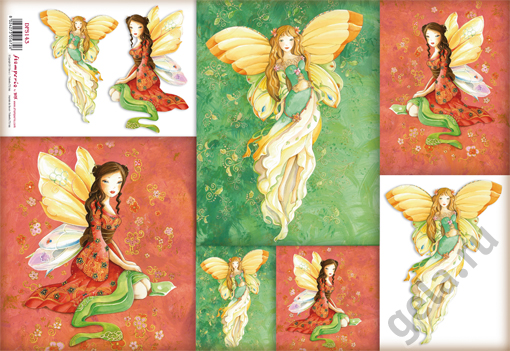 Бумага упаковочная "Феи", рисовая, 48 х 33 см. Арт DFS143                  