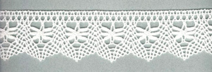 Мерсеризованное хлопковое кружево, 50 мм, цвет белый. Арт 3413/01