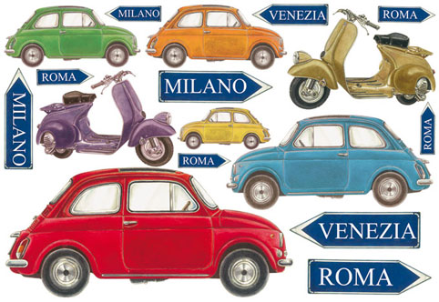 Бумага упаковочная "Модель автомобиля", рисовая, 48 х 33 см. Арт DFS205                  