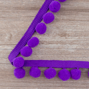 Тесьма с помпонами, диаметр 20 мм, цвет фиолетовый. Арт PA-40-col.404