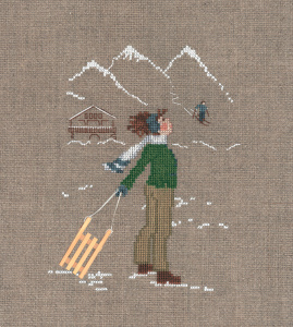 Набор для вышивания: "JEUNE FILLE ET LUGE" (Девочка и санки). Арт 2625