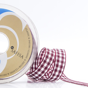 Лента с рисунком клетка SAFISA, 16(18) мм, 25 м, цвет 30, бордо. Арт 469-16мм-30             