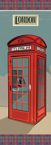 Бумага упаковочная "Телефонная будка", рисовая, 24 x 60 см. Арт DFS211L                 