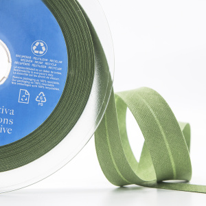 Косая бейка хлопок/полиэстер 20 мм, 25 м, цвет 112, оливковый. Арт 6120-20мм-112           