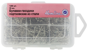 Булавки-гвоздики портновские в пластиковом органайзере. Арт 670.1200