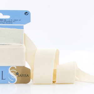 Тесьма киперная хлопковая на блистере SAFISA, 25 мм, 2 м , цвет 56, кремовый. Арт P00260C-25мм-56         