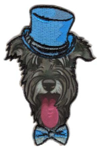 Термоаппликация HKM "Schnauzer mit blauem Hut". Арт 33143/1SB