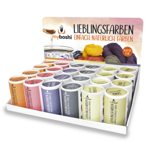 Красители для шерстяной пряжи на натуральной основе, 6 цветов, 24 шт, в прикассовом стенде. Арт SO0019