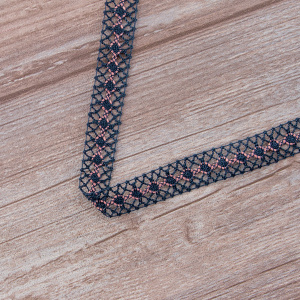 Мерсеризованное хлопковое кружево, 20 мм, цвет морской волны с пыльно-розовым. Арт 1825/R6                 