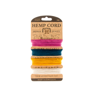 Шнуры на блистере HEMPTIQUE #10 - 0,5 мм, 4 цвета по 12,8 м. Арт HC10SP                  