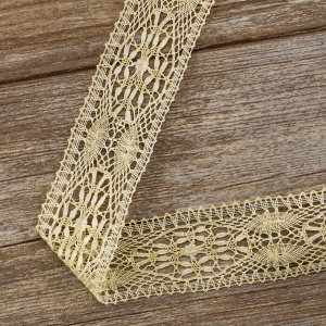 Мерсеризованное хлопковое кружево, 50 мм, цвет тёмно-бежевый. Арт 2219/2T