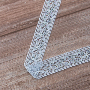 Мерсеризованное хлопковое кружево, 35 мм, цвет голубой. Арт 2223/19