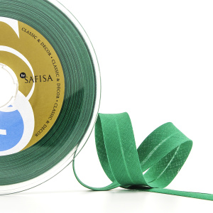 Косая бейка хлопок/полиэстер 20 мм, 25 м, цвет 25, зеленый. Арт 6120-20мм-25            