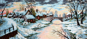 Канва жесткая с рисунком "Зимняя речка". Арт B.1275                  
