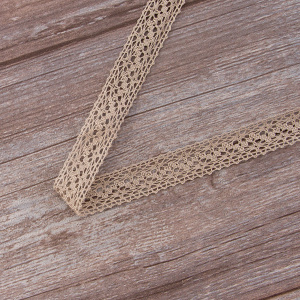 Мерсеризованное хлопковое кружево, 20 мм, цвет серо-бежевый. Арт 3037/27                 