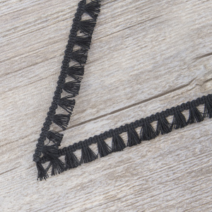 Тесьма декоративная, 16 мм, с бахромой, цвет черный. Арт 2204/14