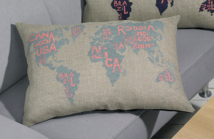 Набор для вышивания подушки "Карта мира - серо-голубой" . Арт 83-4339