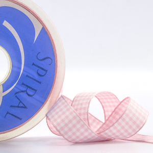 Лента с рисунком клетка SAFISA, 15 мм, 25 м, цвет 05, розовый. Арт 466-15мм-05             