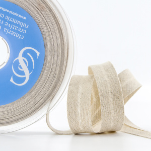 Косая бейка хлопок/лён, 20 мм, 20 м, цвет 145, серо-коричневый. Арт 6602-20мм-143