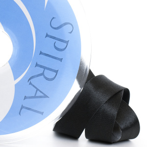 Косая бейка атласная 30 мм,  25 м, цвет 01, черный. Арт 6260-30мм-01            