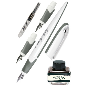 Набор для каллиграфии "Air Best Writer", 6 предметов, корпус ручки белый/серый с серебром. Арт 10029