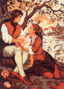 Канва жесткая с рисунком "Свидание". Арт C.911                   