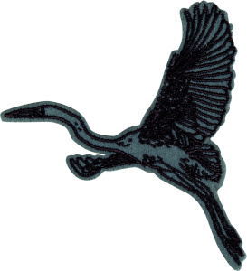 Термоаппликация "Черный журавль летит влево". Арт 39393