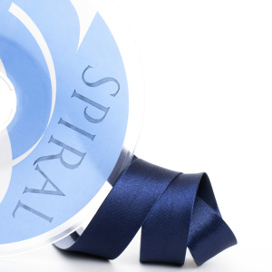 Косая бейка атласная 20 мм, 25 м, цвет 15, темно-синий. Арт 6260-20мм-15            