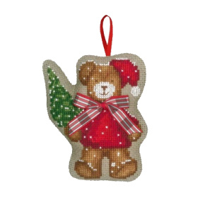 Набор для вышивания елочной игрушки "OURS NOEUD PAPILLON" (Медведь с бабочкой). Арт 2735