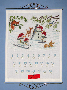 Набор для вышивания: "Рождественский календарь со снеговиком", 50 х 63 см. Арт 70207